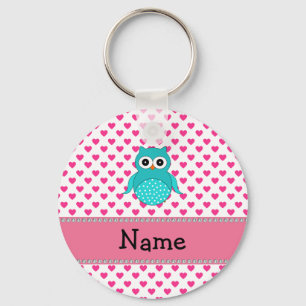 Personalized name cute owl keychain