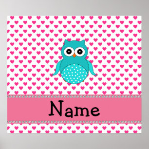 Personalized name cute owl poster