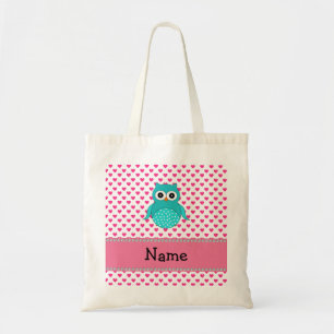 Personalized name cute owl tote bag