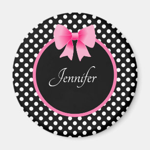 Personalized Name Cute Pink Bow Magnet
