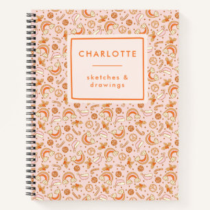 Personalized Name Cute Pink Retro Christmas Disco Notebook