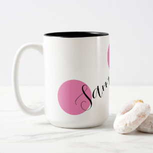 Personalized Name Cute Pink Two-Tone Coffee Mug