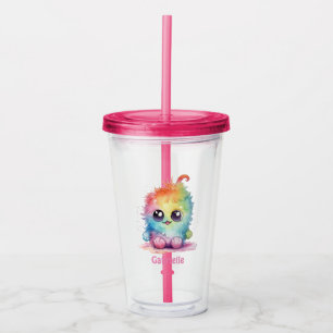 Personalized Name Cute Rainbow Colour Monster  Acrylic Tumbler