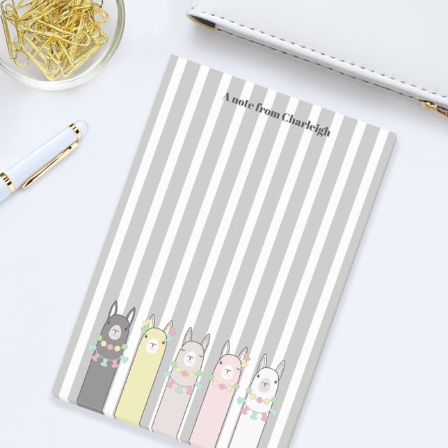 Personalized Name Cute Retro Colourful Llamas Post-it Notes (Creator Uploaded)