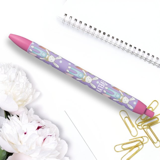 Personalized Name Cute Stuffed Animal Bunny Black Ink Pen (Creator Uploaded)