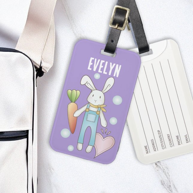 Personalized Name Cute Stuffed Animal Bunny Luggage Tag (Creator Uploaded)