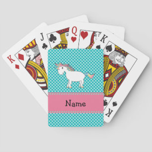 Personalized name cute unicorn playing cards