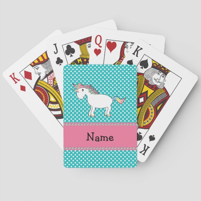 Personalized name cute unicorn playing cards (Back)