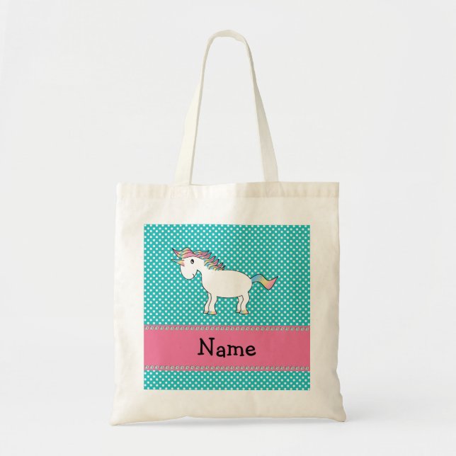 Personalized name cute unicorn tote bag (Front)
