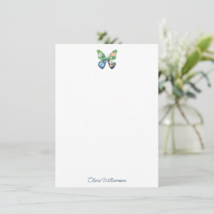 Personalized Name Cute Whimsical Butterfly Floral Card