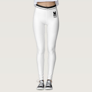 Personalized Name Cute White And Black Striped Fun Leggings