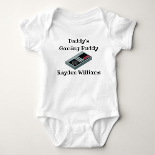 personalized name daddy's gaming buddy baby bodysuit
