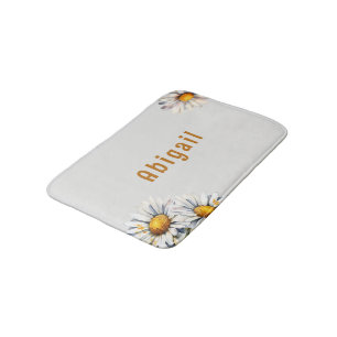 Personalized Name Daisies Bath Mat