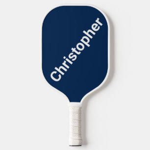 Personalized Name Dark Blue and White Pickleball Paddle