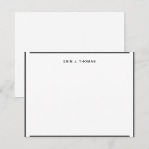  Personalized Name Dark Grey Border Stationery Card