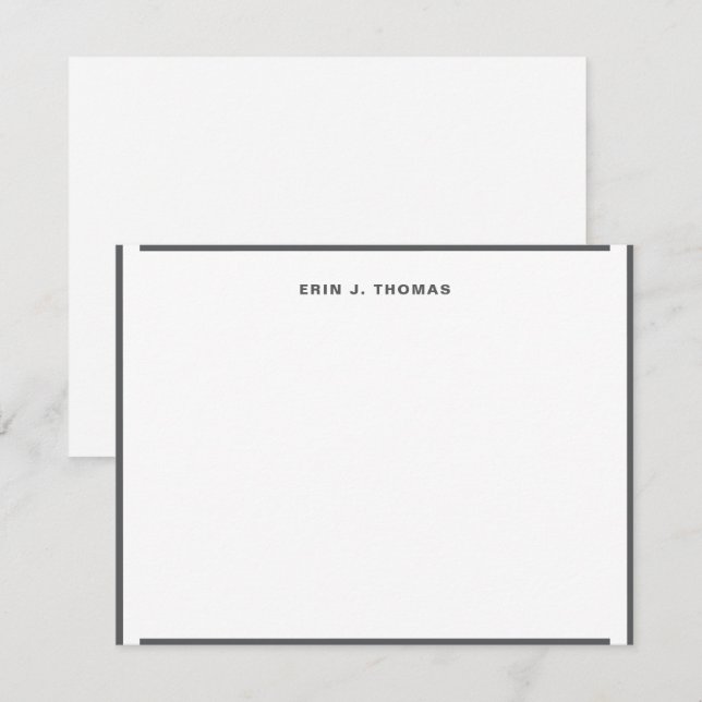  Personalized Name Dark Grey Border Stationery Card (Front/Back)