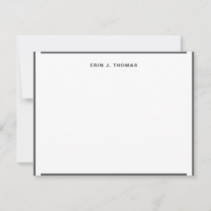  Personalized Name Dark Grey Border Stationery Card