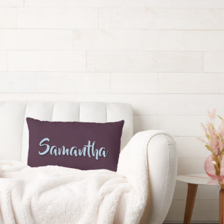 Personalized name dark purple and blue lumbar pillow