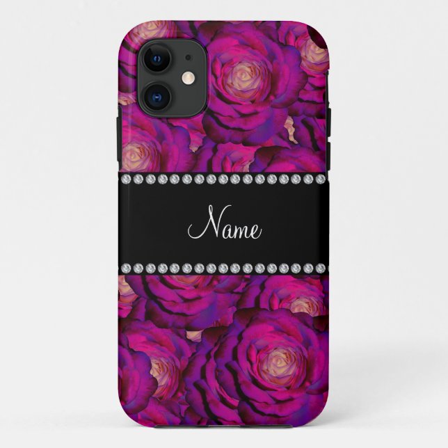 Personalized name dark purple roses Case-Mate iPhone case (Back)