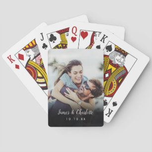 Personalized name Date Couple Photo Playing Cards