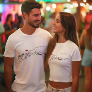 Personalized Name & date Design Custom Hand Couple T-Shirt