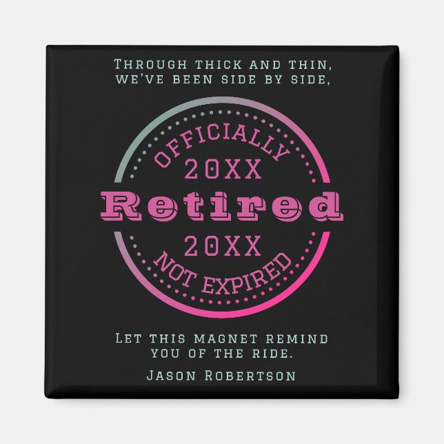 Personalized Name Date Retirement Favour for Guest Magnet (Front)