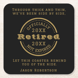 Personalized Name Date Retirement Favour for Guest Square Paper Coaster