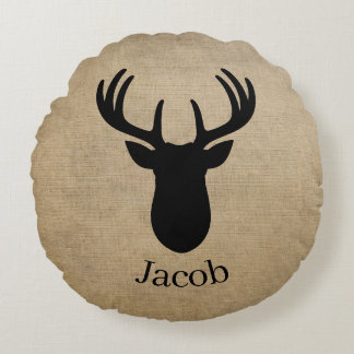 Personalized Name Deer  Round Pillow