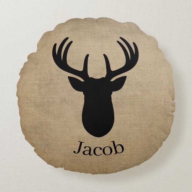 Personalized Name Deer  Round Pillow (Front)