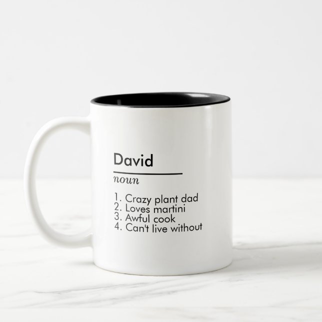 Personalized Name Definition Custom Gift for Him Two-Tone Coffee Mug (Left)