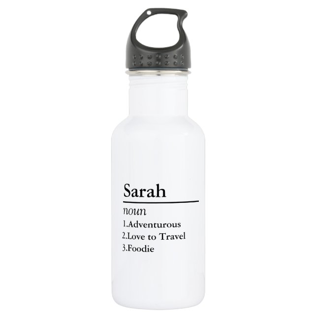 Personalized Name Definition Grey Satin   532 Ml Water Bottle (Front)