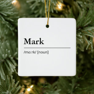 Personalized Name definition modern minimalist Ceramic Ornament