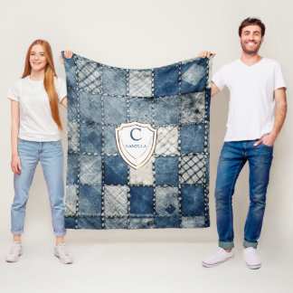 Personalized Name denim patches for You Fleece Blanket