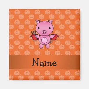 Personalized name devil pig orange pumpkins magnet