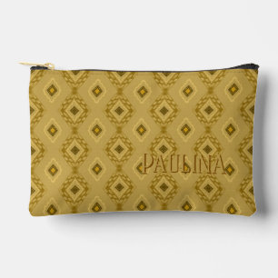 Personalized Name Diamond Gold Elegant Pattern Accessory Pouch