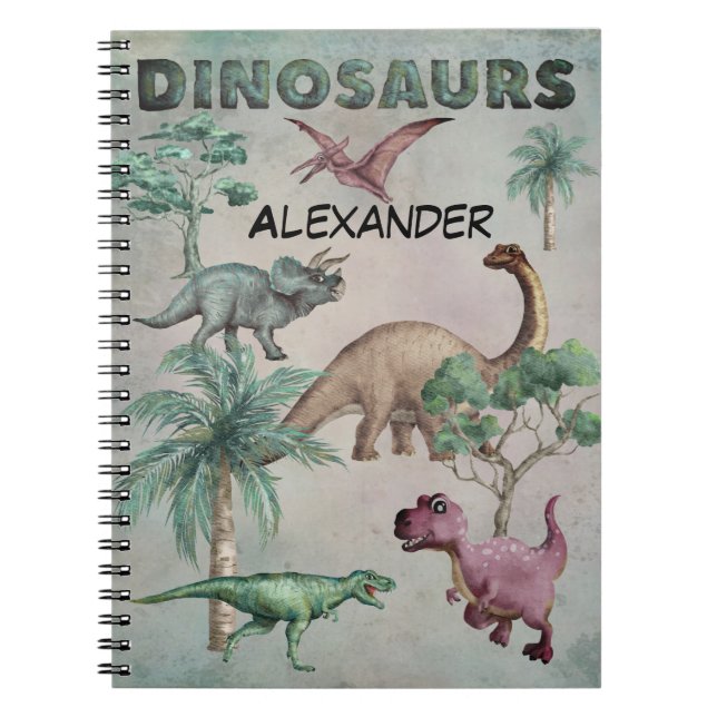 Personalized Name Dino Dinosaur Notebook for Boys (Front)