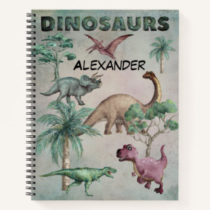 Personalized Name Dino Dinosaur Notebook for Boys