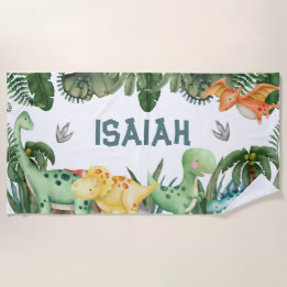 Personalized Name  Dinosaur Beach Towel