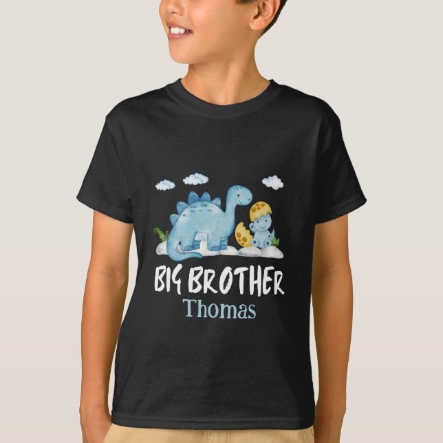  Personalized Name Dinosaur Big Brother T-Shirt (Front)