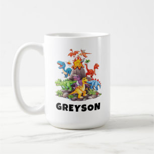 Personalized Name Dinosaur Kids Hot Cocoa Coffee Mug