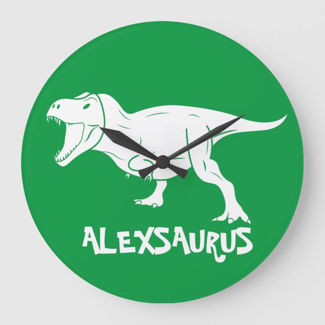 Personalized Name Dinosaur Large Clock (Front)