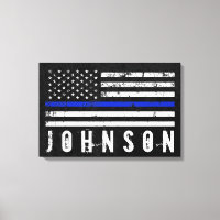 Personalized Name Distressed Police Flag