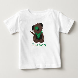 Personalized Name Dog Four Leaf Clover Baby T-Shirt