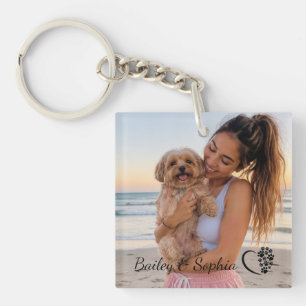 Personalized Name Dog Mom Photo Keychain