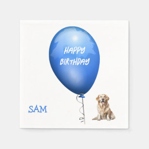 Personalized Name Dog Photo Birthday Napkins