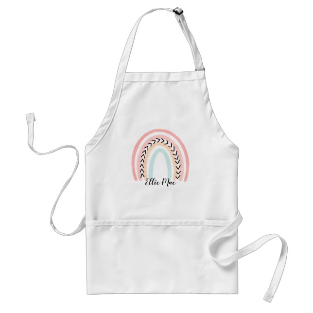 Personalized Name Doodle Rainbow Pastel Colours Standard Apron (Front)