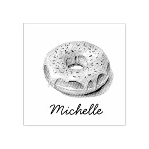 Personalized Name Doughnut  Rubber Stamp