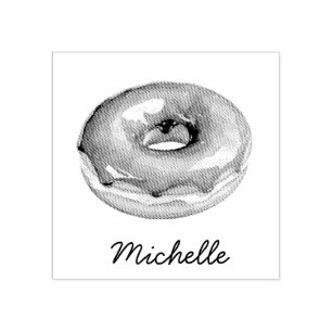 Personalized Name Doughnut  Rubber Stamp