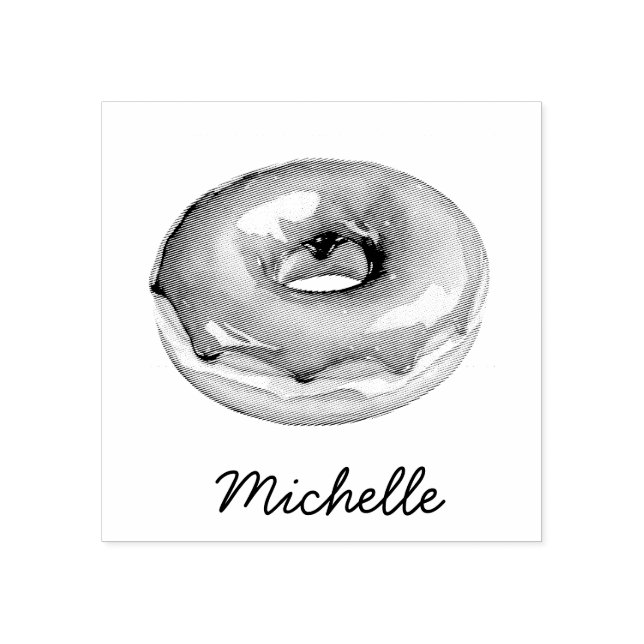 Personalized Name Doughnut  Rubber Stamp (Imprint)