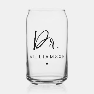 Personalized Name Dr Minimalist Doctor Graduation Can Glass